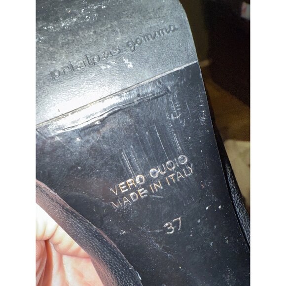 Lorenzo Massetti Prialpas Gomma  Black Leather Heeled Ankle Boots Size 6.5 /37 - Picture 8 of 13